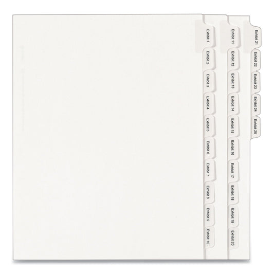 Avery Preprinted Legal Exhibit Side Tab Index Dividers, Allstate Style, 25-Tab, Exhibit 1 to Exhibit 25, 11 x 8.5, White, 1 Set