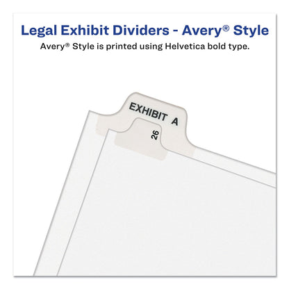 Avery Preprinted Legal Exhibit Side Tab Index Dividers, Avery Style, 25-Tab, 76 to 100, 11 x 8.5, White, 1 Set, (1333)