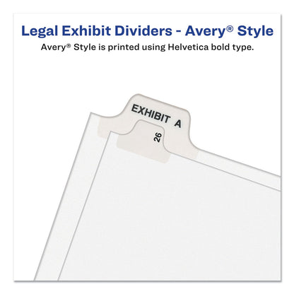 Avery Preprinted Legal Exhibit Side Tab Index Dividers, Avery Style, 26-Tab, A to Z, 11 x 8.5, White, 1 Set, (1400)