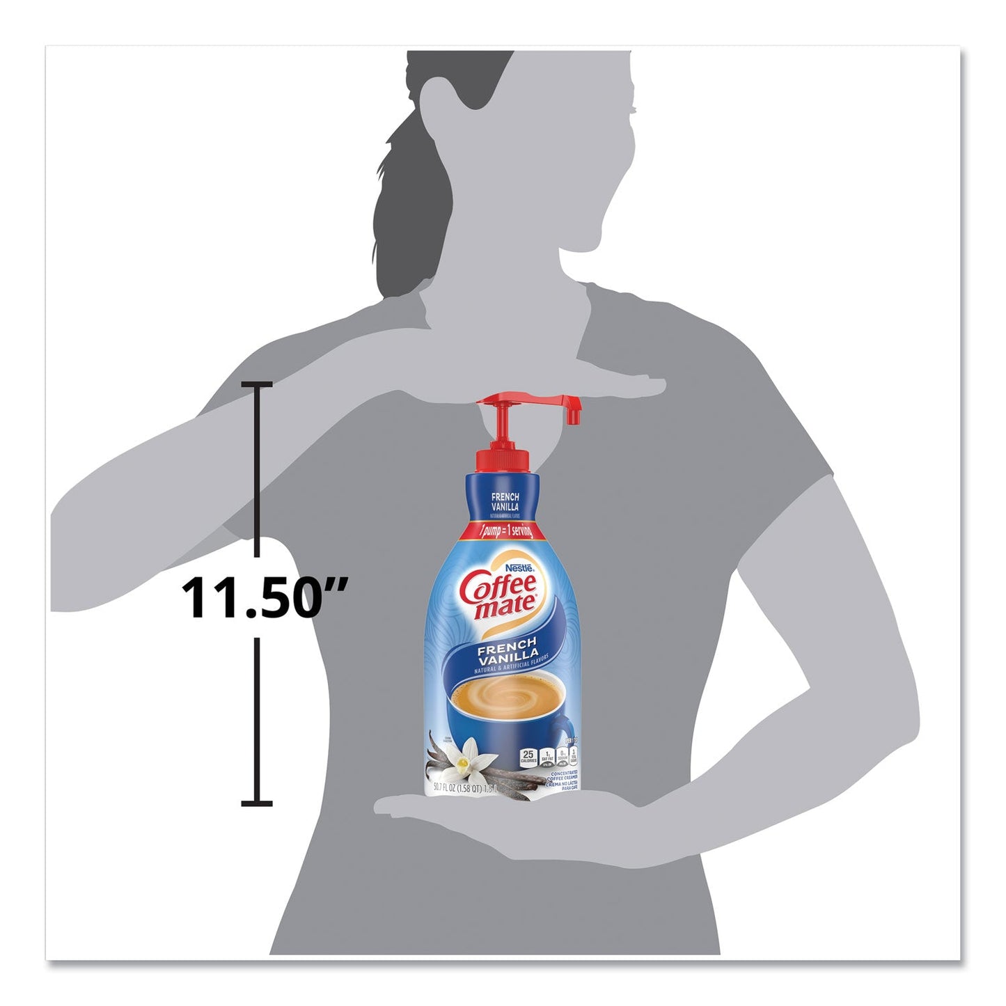 Coffee mate Liquid Coffee Creamer, French Vanilla, 1.5 Liter Pump Bottle, 2/Carton