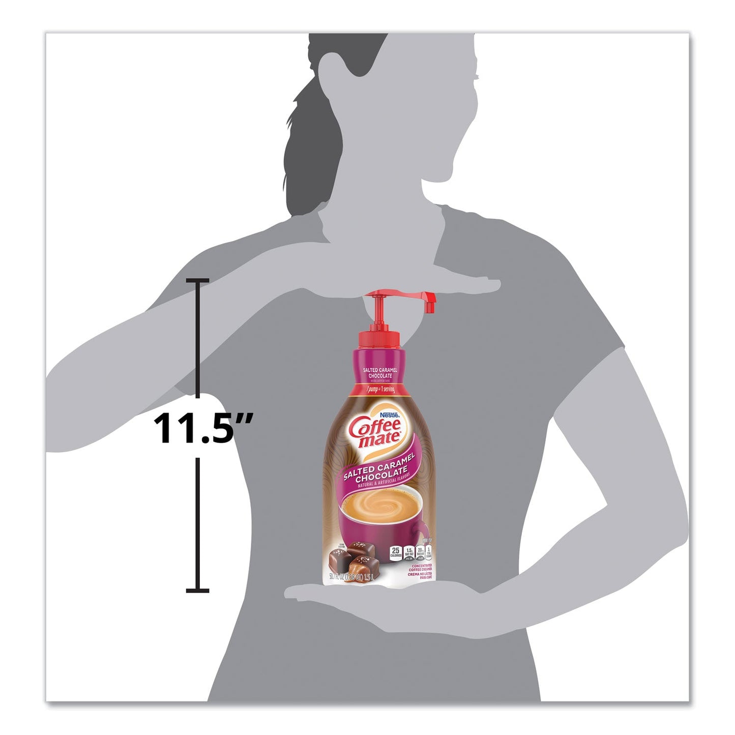 Coffee mate Liquid Creamer Pump Bottle, Salted Caramel Chocolate, 1.5 Liter
