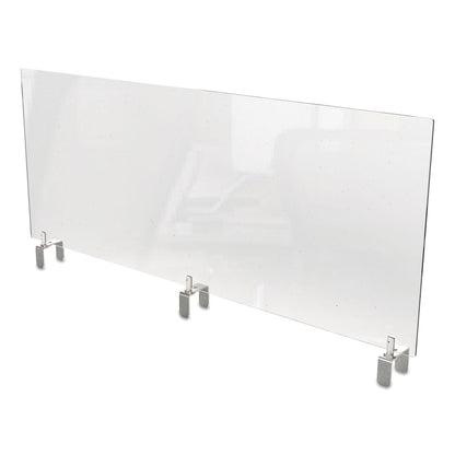 Ghent Clear Partition Extender with Attached Clamp, 48 x 3.88 x 18, Thermoplastic Sheeting