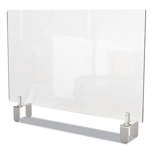 Ghent Clear Partition Extender with Attached Clamp, 42 x 3.88 x 30, Thermoplastic Sheeting