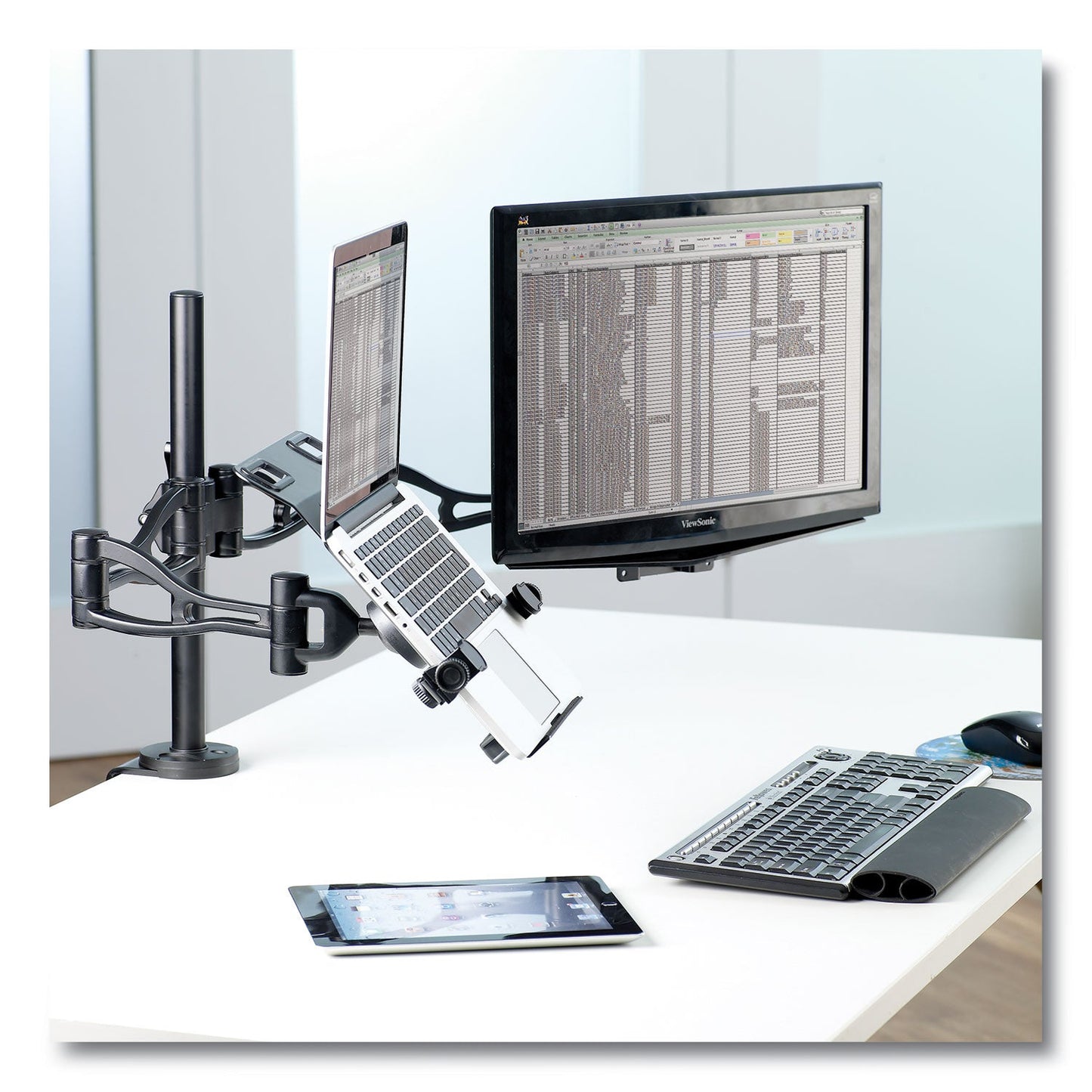 Fellowes Professional Series Depth Adjustable Monitor Arm, 360 Degree Rotation, 37 Degree Tilt, 360 Degree Pan, Black, Supports 24 lb