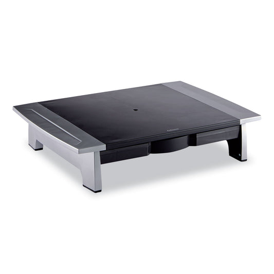 Fellowes Office Suites Standard Monitor Riser, For 21" Monitors, 19.78" x 14.06" x 4" to 6.5", Black/Silver, Supports 80 lbs