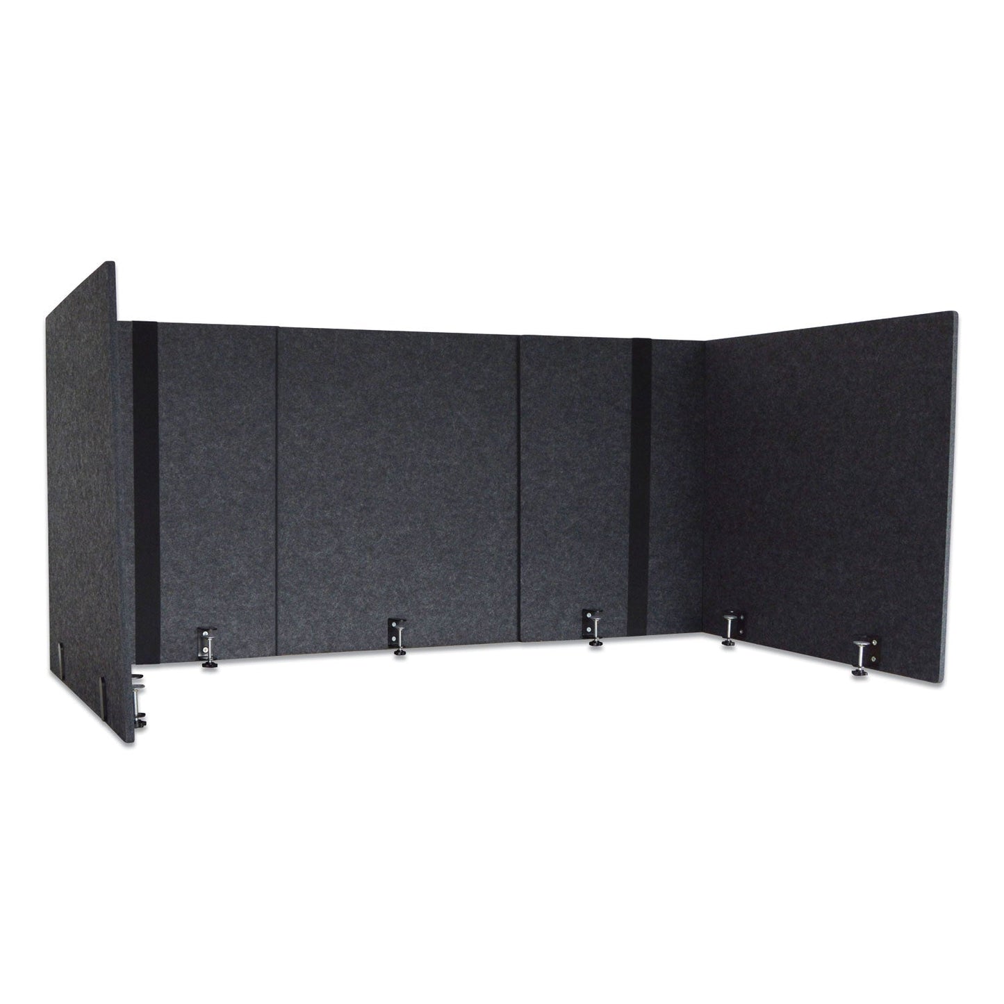 Lumeah Adjustable Desk Screen with Returns, 48 to 78 x 29 x 26.5, Polyester, Ash