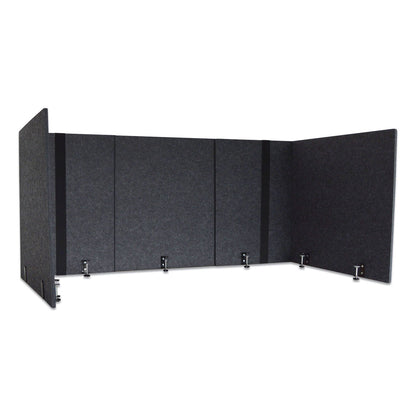Lumeah Adjustable Desk Screen with Returns, 48 to 78 x 29 x 26.5, Polyester, Ash