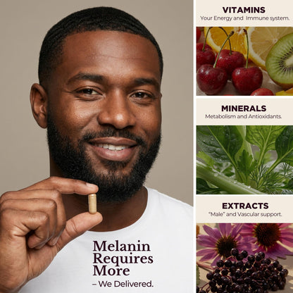 Melanin Rich Multivitamin for Men   Mens Daily Multivitamins Men's Multivitamin Capsules with B Complex Vitamins Vitamin D Zinc Saw Palmetto & Antioxidants 2 a Day 60 Capsules