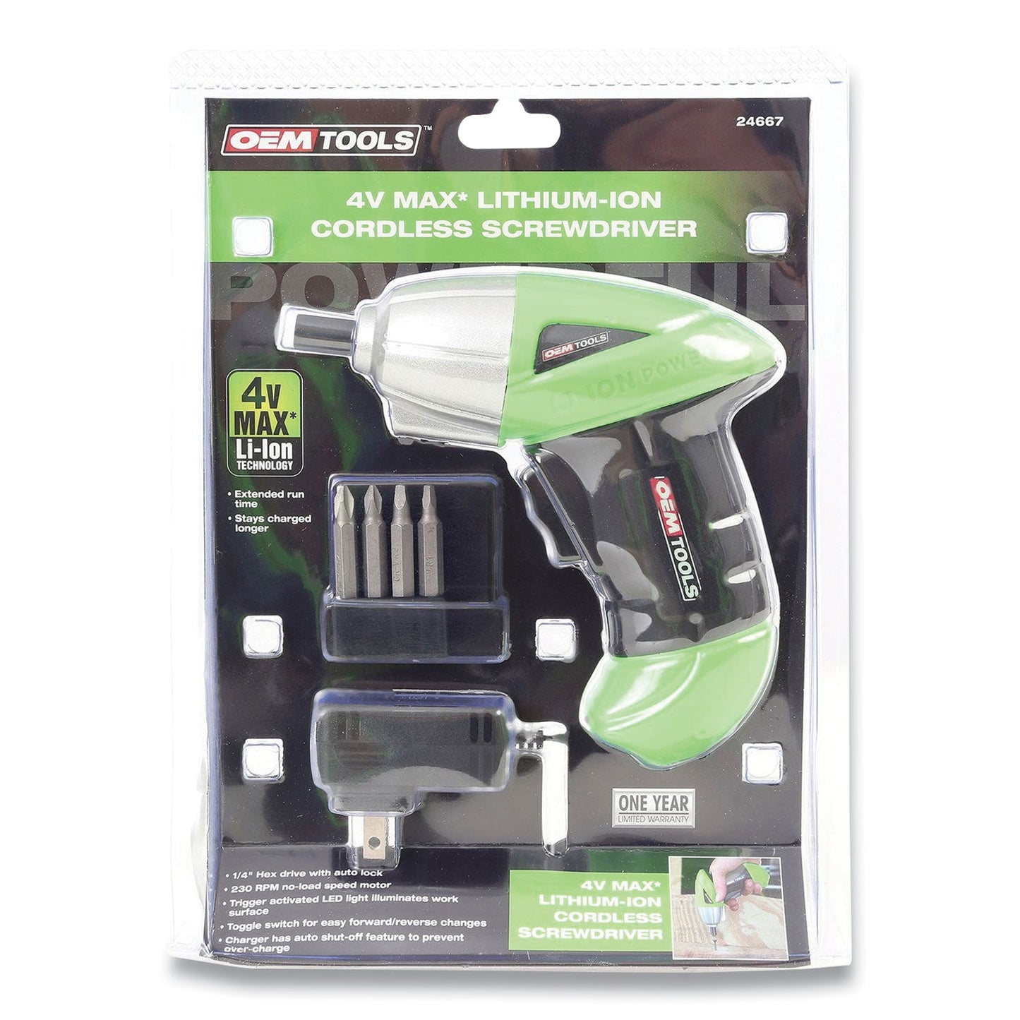 OEMTOOLS 4 V Max. Li-ion Cordless Screwdriver, 230 RPM