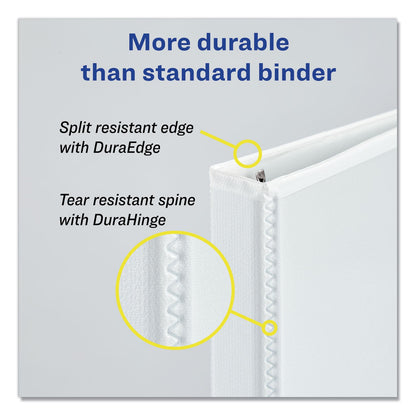 Avery Durable View Binder with DuraHinge and Slant Rings, 3 Rings, 0.5" Capacity, 11 x 8.5, White