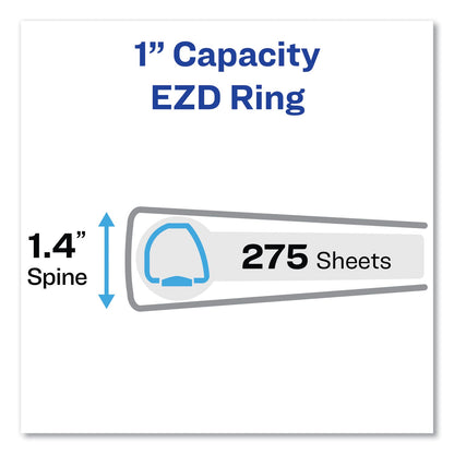 Avery Durable Non-View Binder with DuraHinge and EZD Rings, 3 Rings, 1" Capacity, 11 x 8.5, Black, (8302)