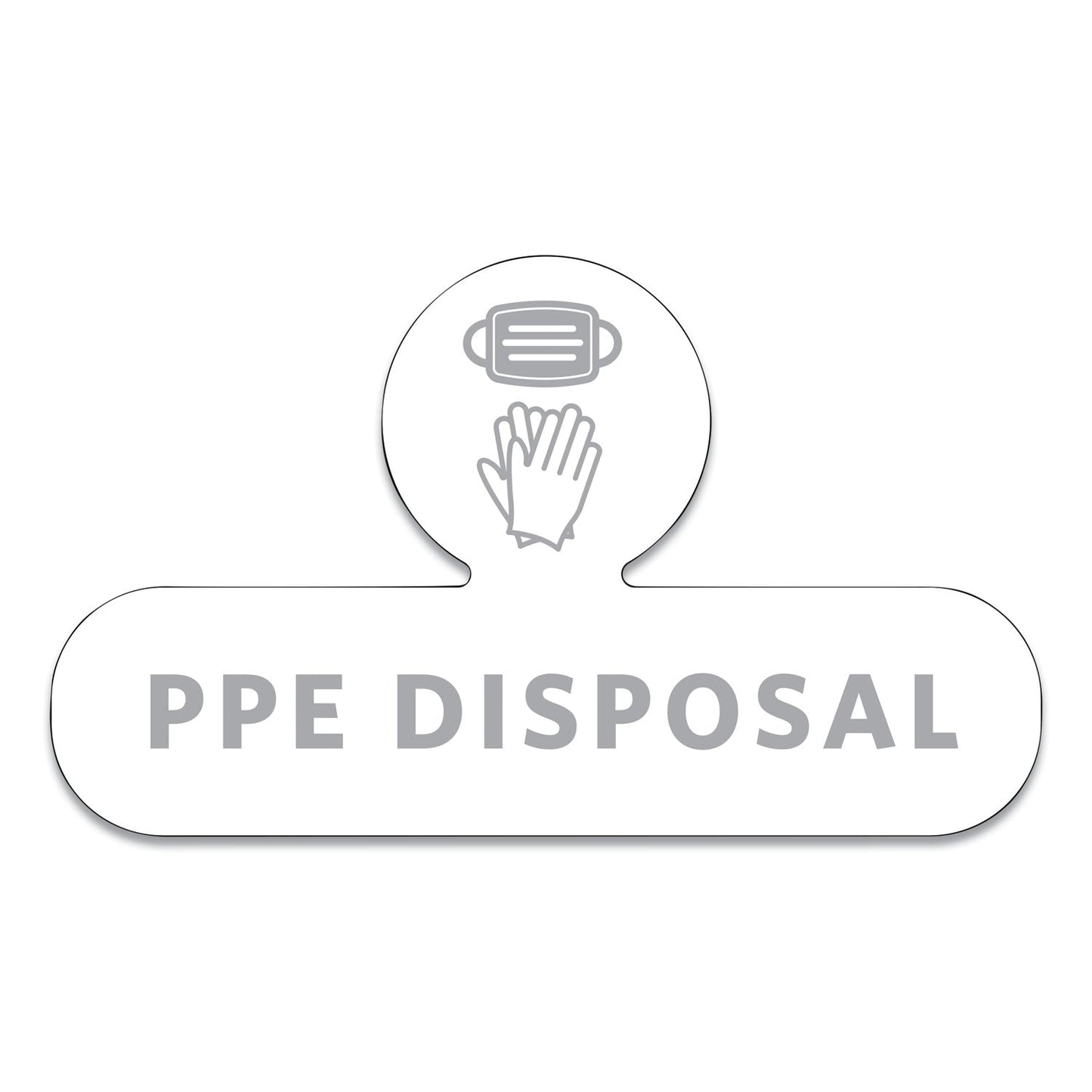 Rubbermaid Medical Decal, PPE DISPOSAL, 9.5 x 5.6, White