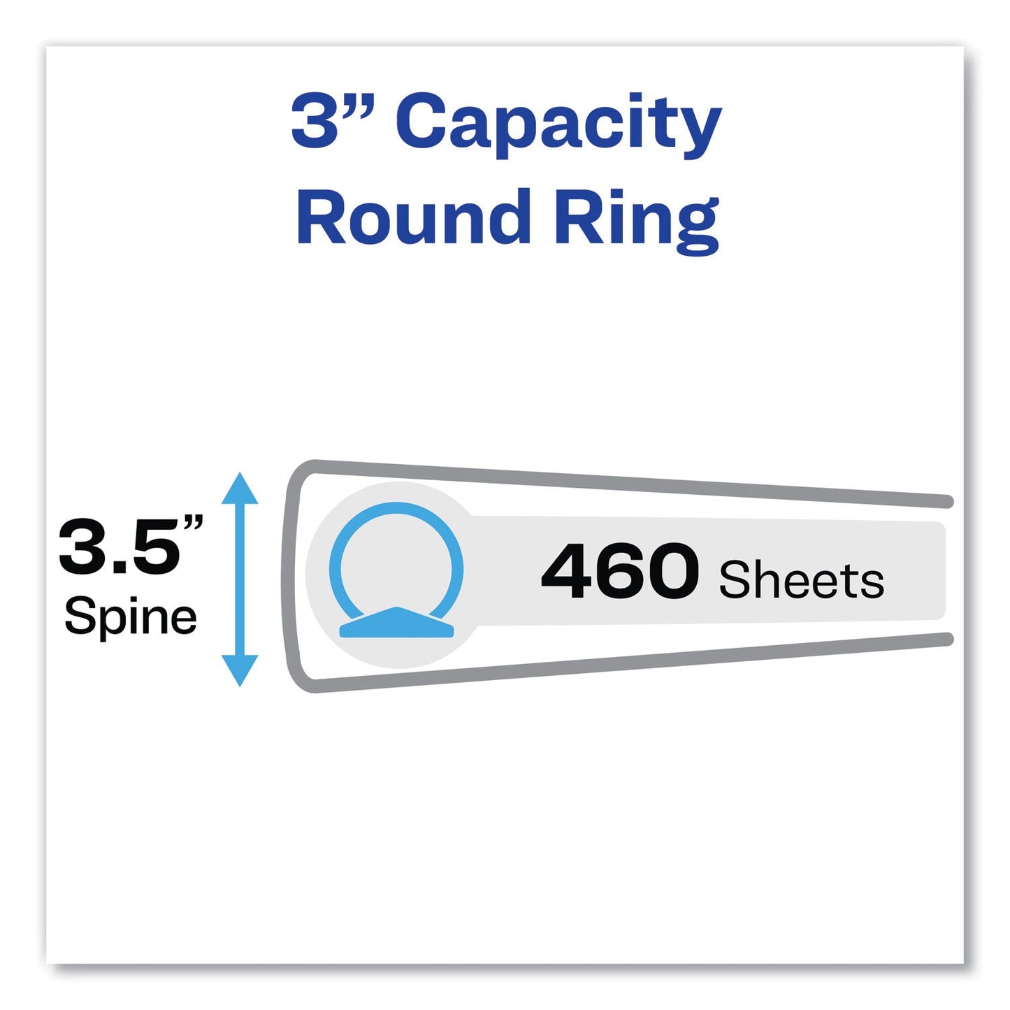 Avery Economy Non-View Binder with Round Rings, 3 Rings, 3" Capacity, 11 x 8.5, Blue, (3601)