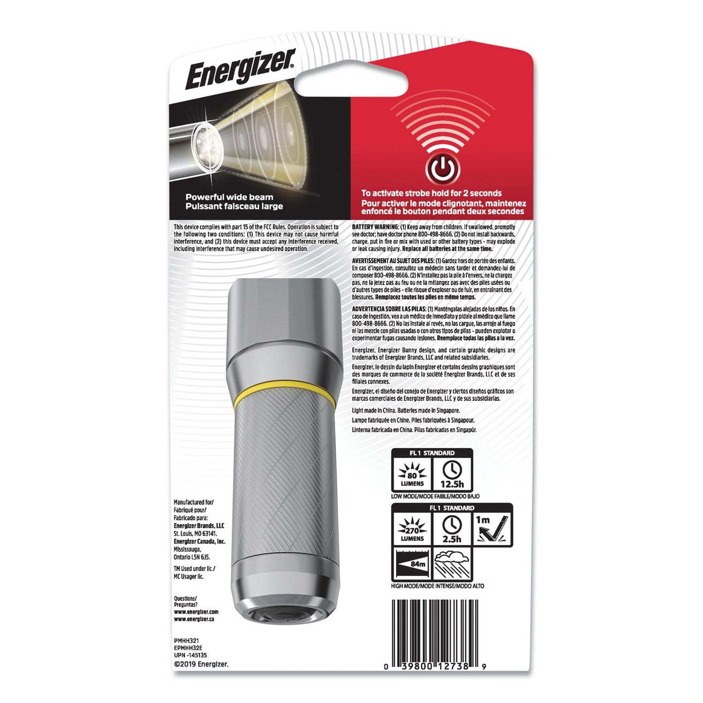 Energizer Vision HD, 3 AAA Batteries (Included), Silver