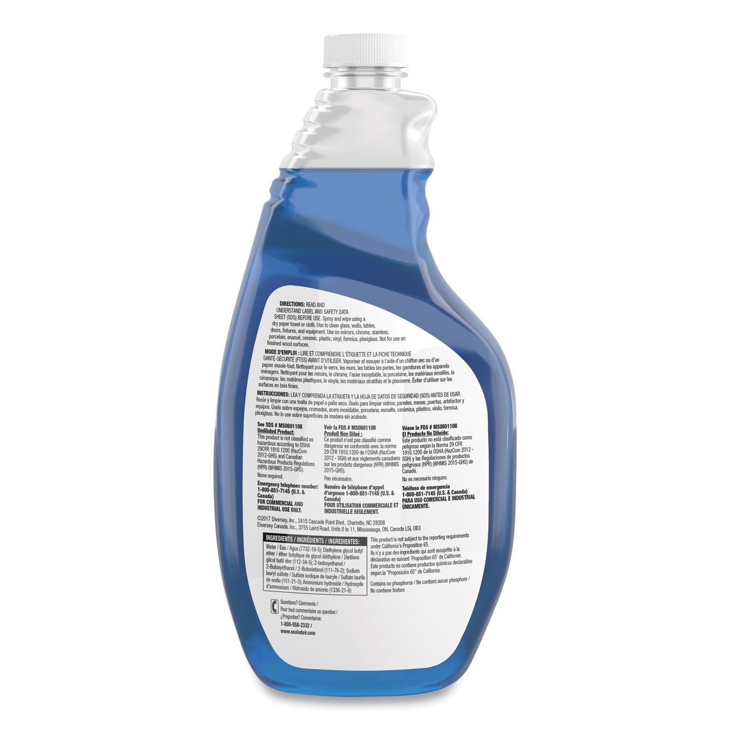 Diversey Glance Powerized Glass and Surface Cleaner, Liquid, 32 oz, 4/Carton