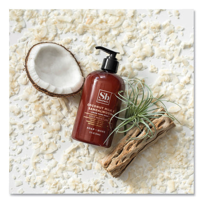 Soapbox Hand Soap, Coconut Milk and Sandalwood, 12 oz Pump Bottle, 12/Carton