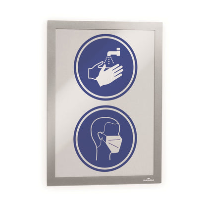 Durable DURAFRAME SUN Sign Holder, 8.5 x 11, Silver Frame, 2/Pack