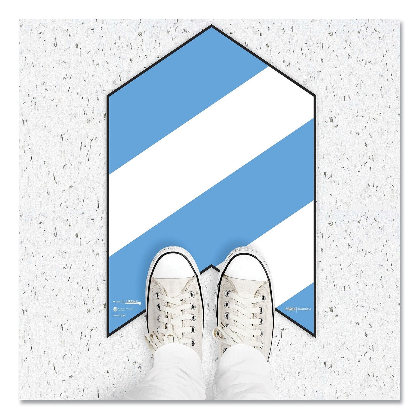 Tabbies BeSafe Messaging Education Floor Arrows and Wall Sign, Follow The Arrows For Your Safety, 12x18, White/Blue, 6 Arrows, 1 Sign