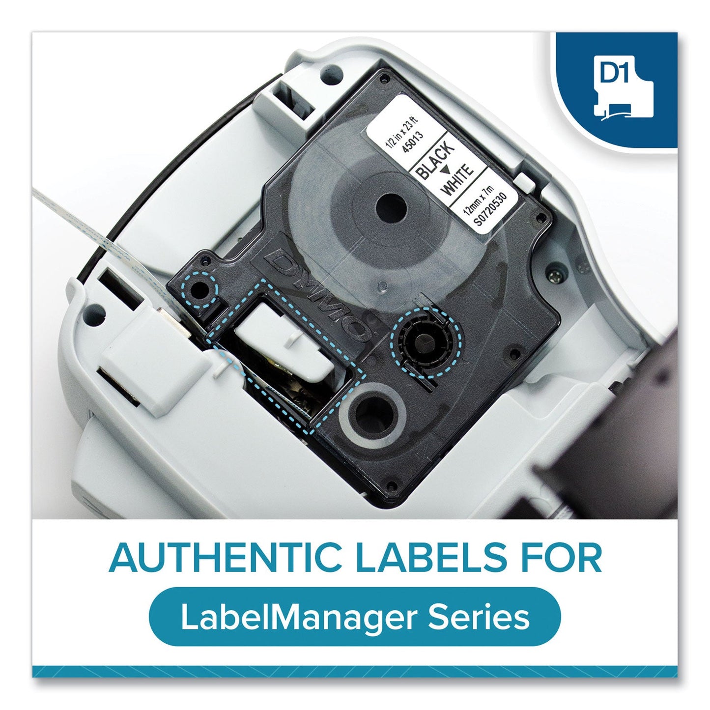 DYMO D1 High-Performance Polyester Removable Label Tape, 0.5" x 23 ft, Yellow