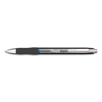 Sharpie S-Gel Premium Metal Barrel Gel Pen, Retractable, Medium 0.7 mm, Blue Ink, Gun Metal Gray Barrel, Dozen