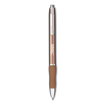 Sharpie S-Gel Premium Metal Barrel Gel Pen, Retractable, Medium 0.7 mm, Black Ink, Champagne Barrel, Dozen