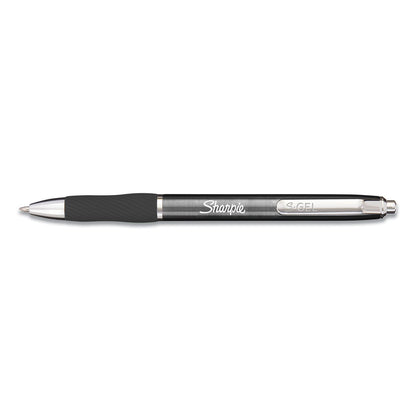 Sharpie S-Gel Premium Metal Barrel Gel Pen, Retractable, Medium 0.7 mm, Black Ink, Gun Metal Gray Barrel, Dozen