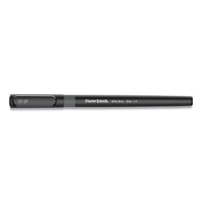 Paper Mate Write Bros. Grip Ballpoint Pen, Stick, Medium 1 mm, Black Ink, Black Barrel, Dozen