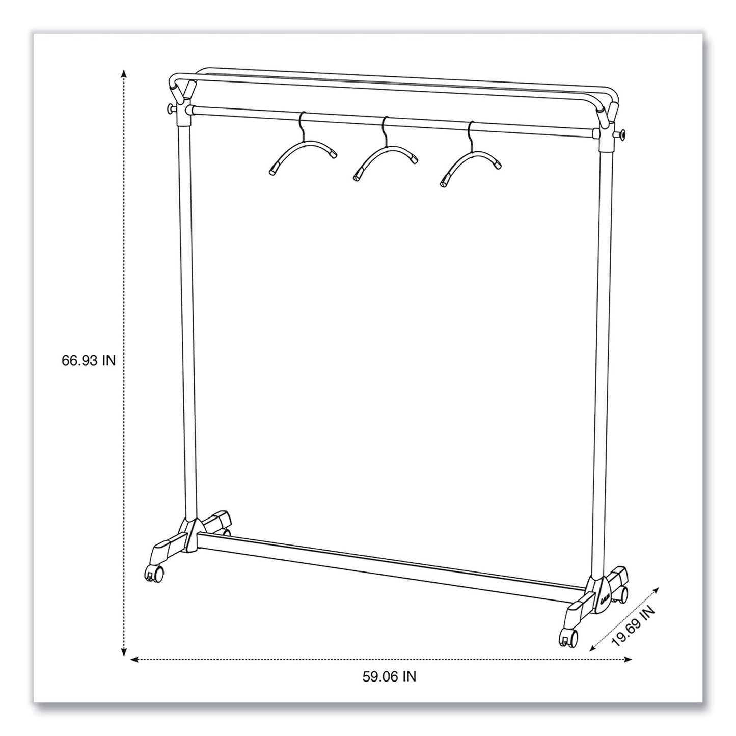 Alba Large Capacity Garment Rack, 63.5w x 21.25d x 67.5h, Black/Silver
