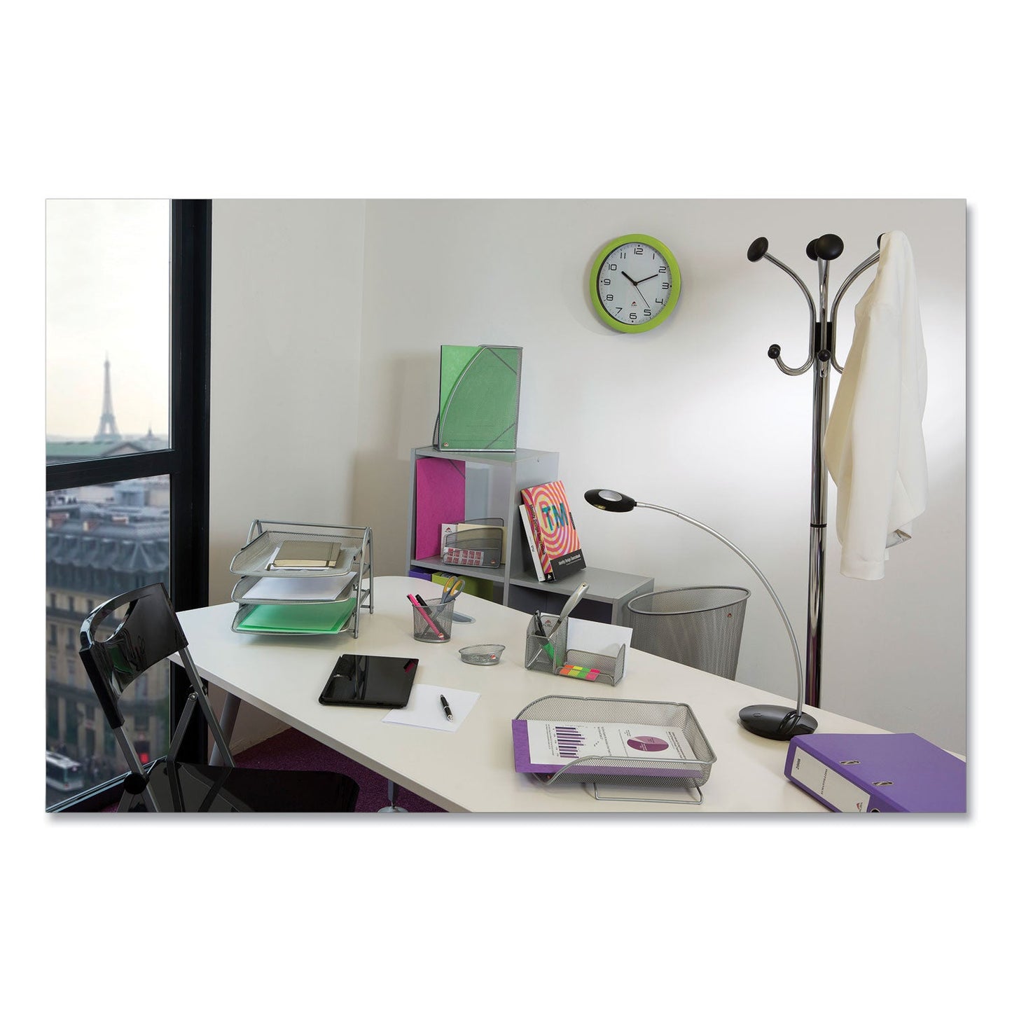 Alba Chromy Coat Stand, 12 Knobs, 16w x 16d x 70.5h, Chrome/Black