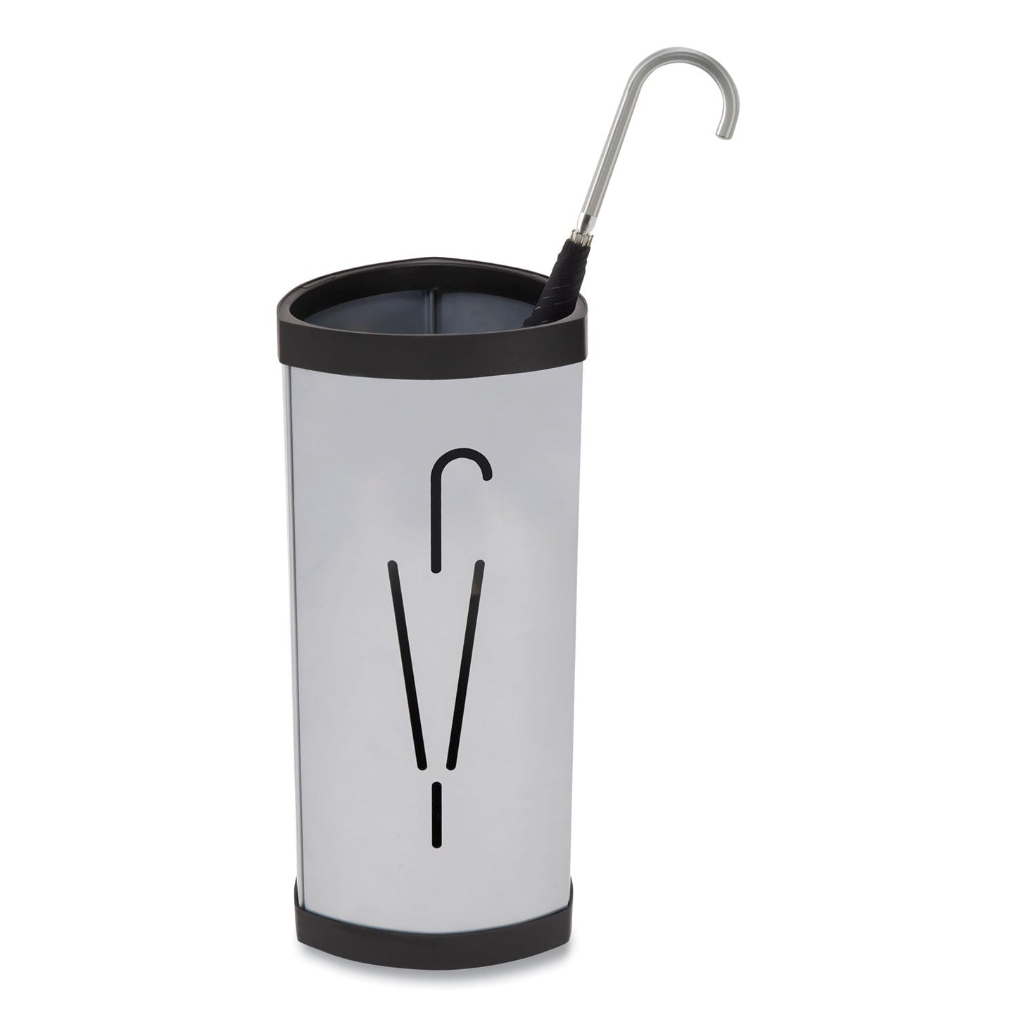 Alba Triangular Umbrella Stand, Steel, 10.25w x 10.25d x 23.67h, Silver/Black