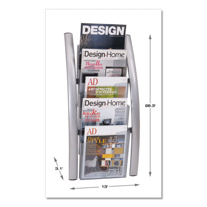 Alba Wall Literature Display, 13w x 3.5d x 28.5h, Silver Gray/Translucent