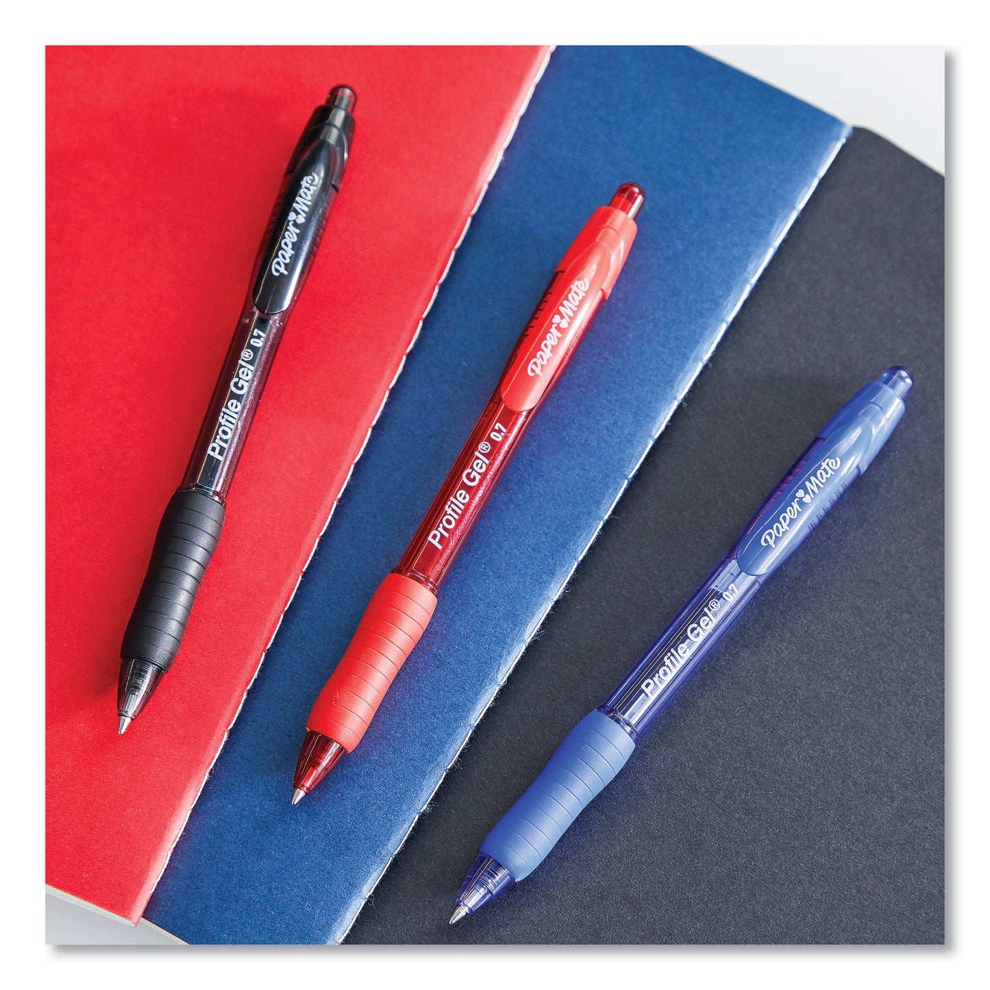 Paper Mate Profile Gel Pen, Retractable, Medium 0.7 mm, Red Ink, Translucent Red Barrel, Dozen