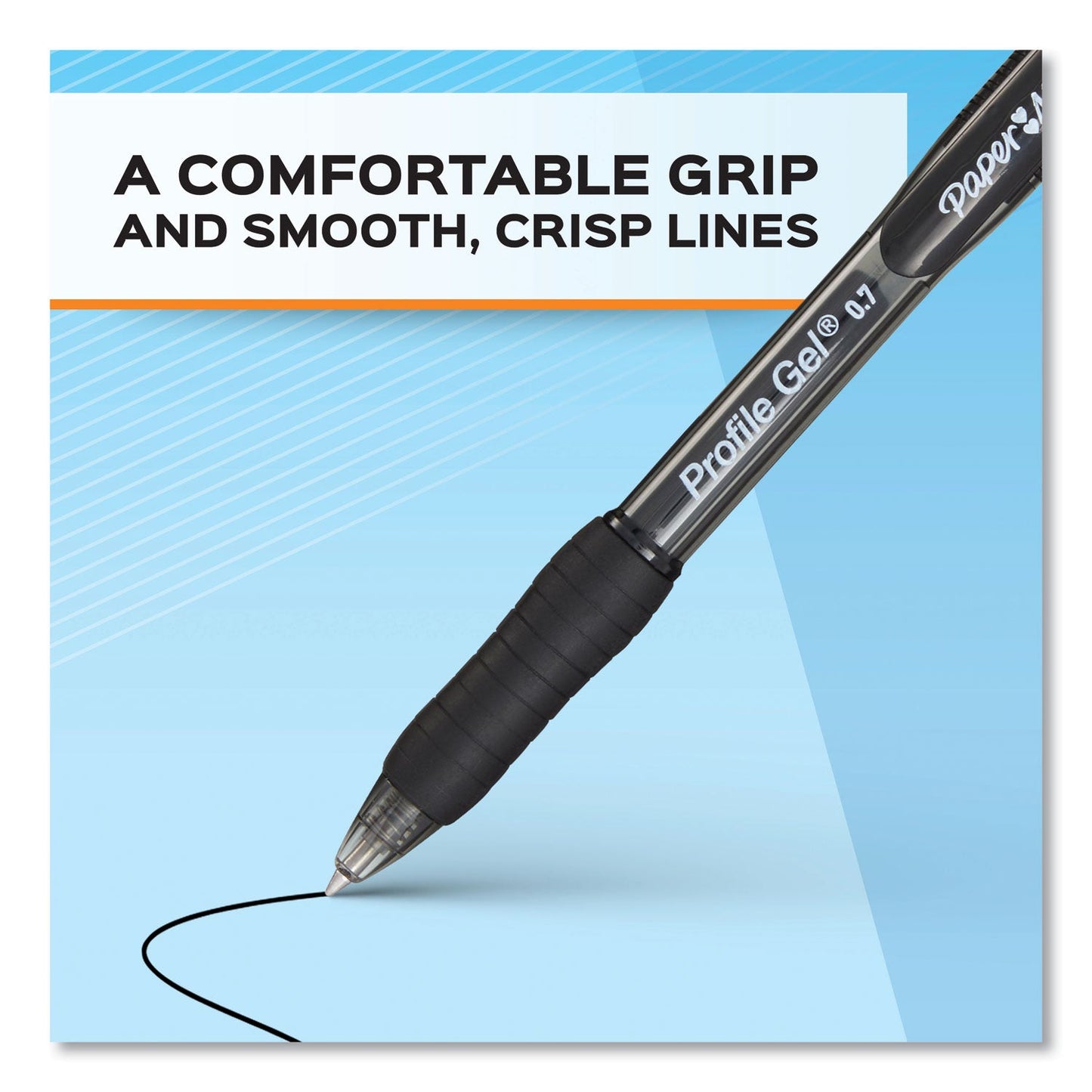Paper Mate Profile Gel Pen, Retractable, Medium 0.7 mm, Black Ink, Translucent Black Barrel, 36/Pack