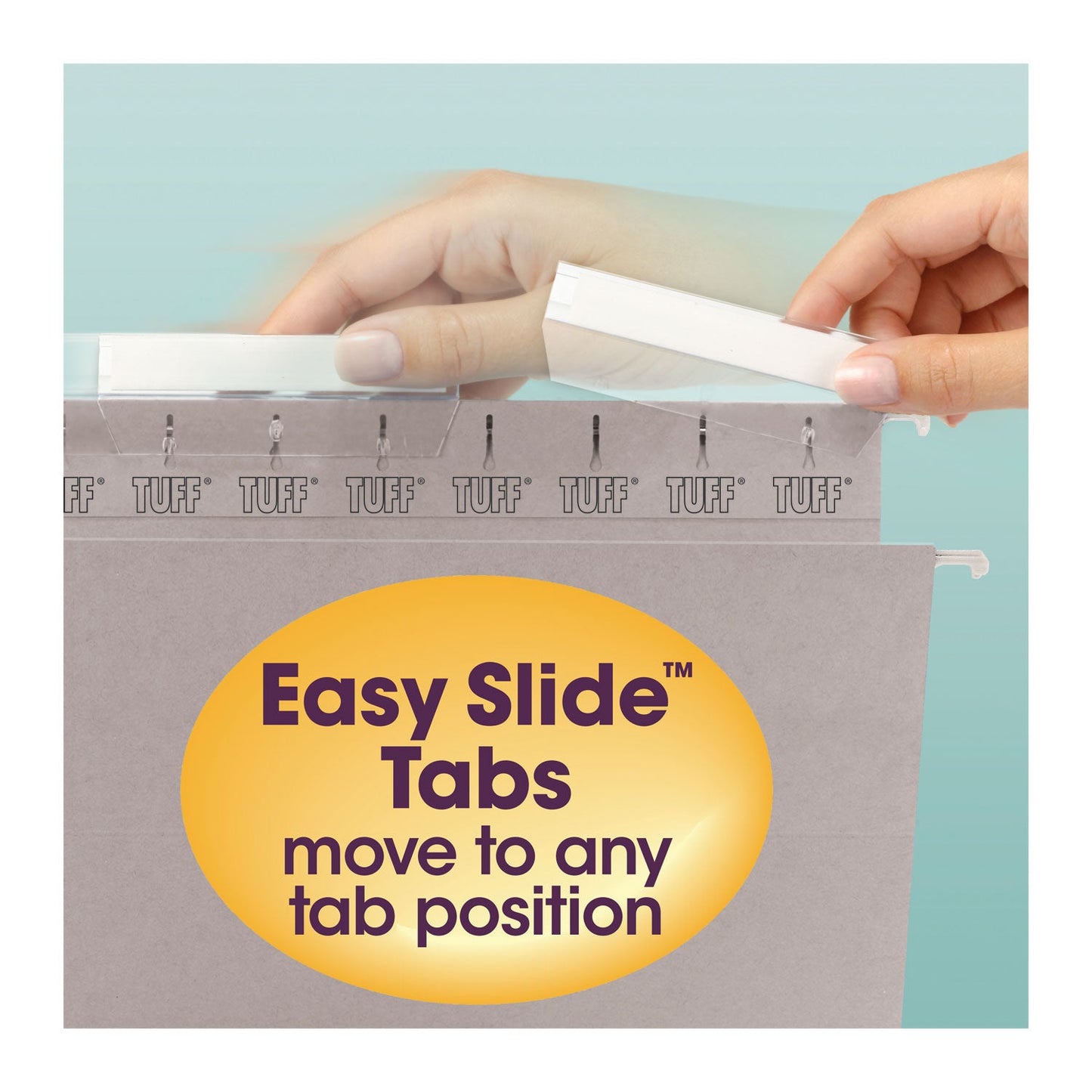 Smead TUFF Hanging Folders with Easy Slide Tab, Letter Size, 1/3-Cut Tabs, Steel Gray, 18/Box