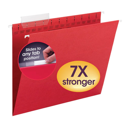 Smead TUFF Hanging Folders with Easy Slide Tab, Letter Size, 1/3-Cut Tabs, Red, 18/Box