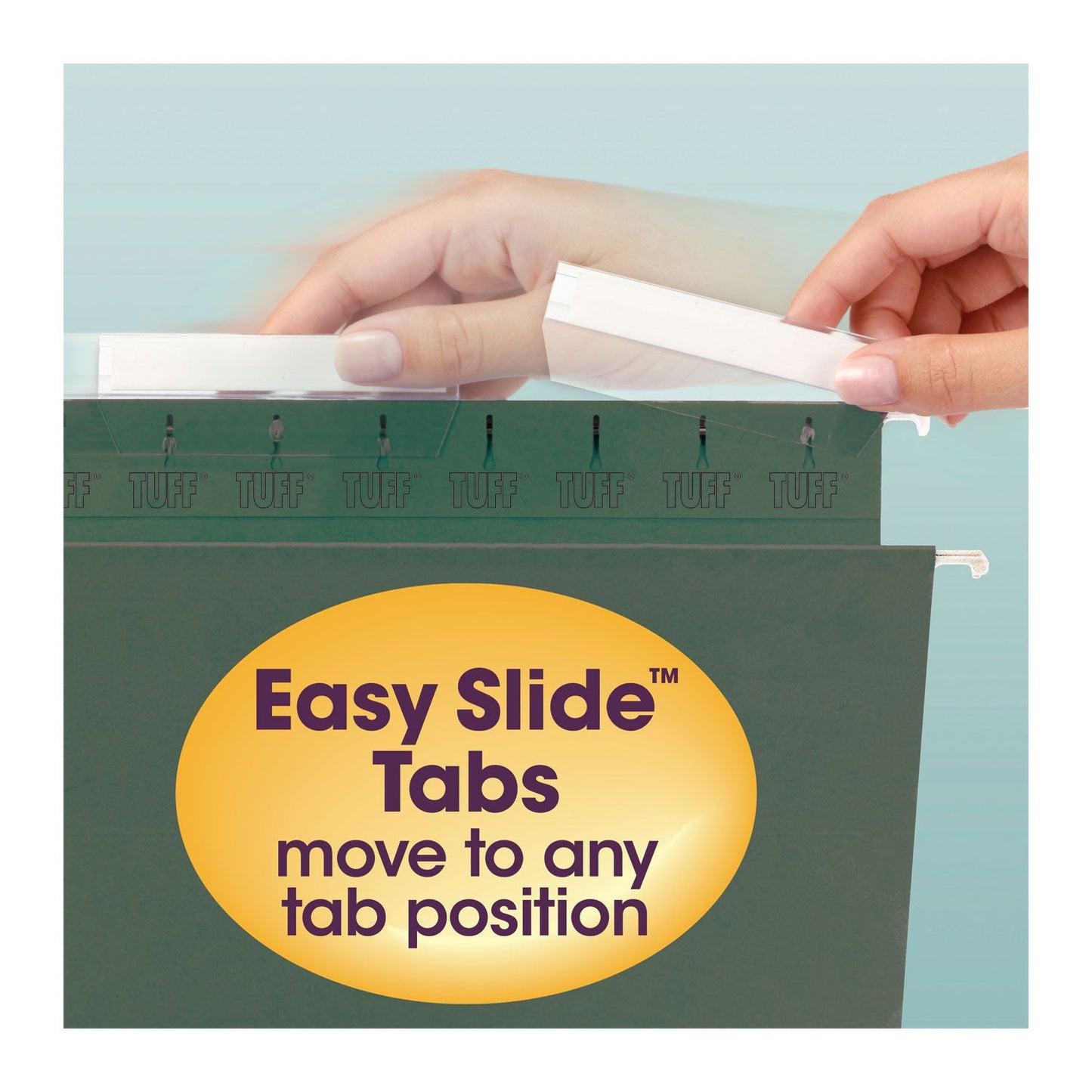 Smead TUFF Hanging Folders with Easy Slide Tab, Letter Size, 1/3-Cut Tabs, Standard Green, 20/Box