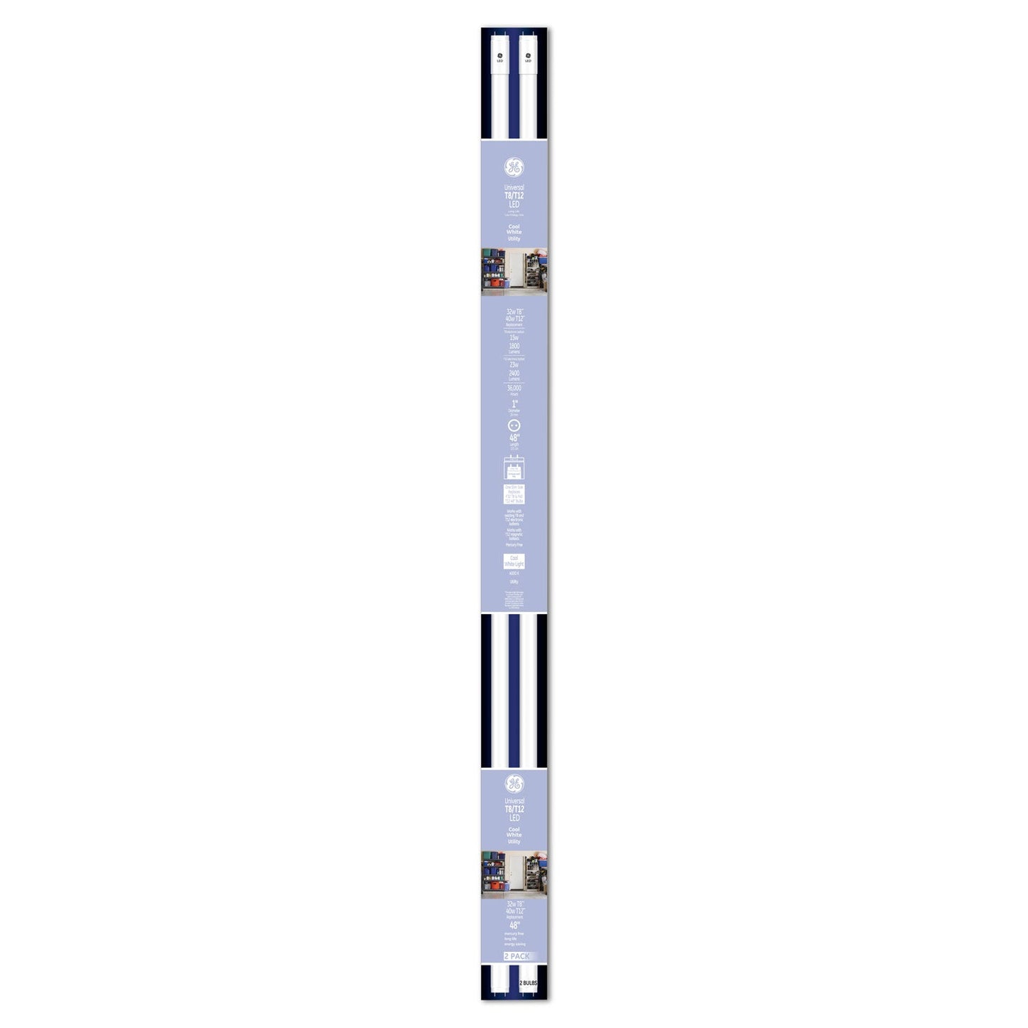 GE 48" T8/T12, 40 W, T8 Tube, Cool White, 6/Carton
