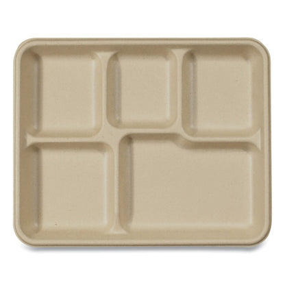 World Centric Fiber Trays, School Tray, 5-Compartments, 8.5 x 10.5 x 1, Natural, Paper, 400/Carton