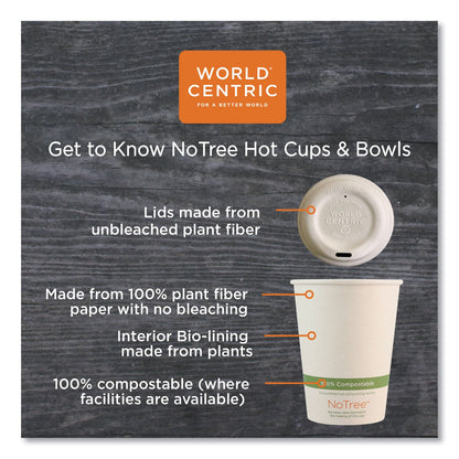 World Centric NoTree Paper Hot Cups, 12 oz, Natural, 1,000/Carton
