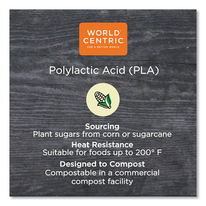 World Centric PLA Lids for Fiber Burrito Bowls, 9.7" Diameter, Clear, Plastic, 300/Carton
