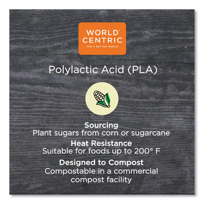 World Centric PLA Lids for Fiber Bowls, 7.5" Diameter x 1"h, Clear, Plastic, 300/Carton