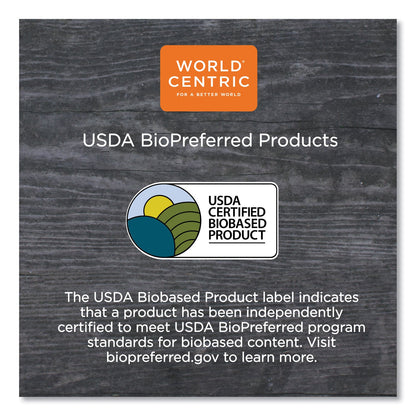 World Centric Fiber Hinged Containers, 3-Compartment, 8 x 8 x 3, Natural, Paper, 300/Carton