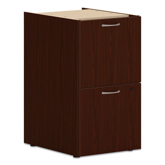 HON Mod Support Pedestal, Left or Right, 2 Legal/Letter-Size File Drawers, Traditional Mahogany, 15" x 20" x 28"