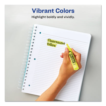 Avery HI-LITER Desk-Style Highlighters, Fluorescent Yellow Ink, Chisel Tip, Yellow/Black Barrel, 200/Box