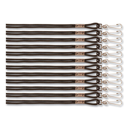 Champion Sports Lanyard, Metal J-Hook Fastener, 20" Long, Black, 12/Pack