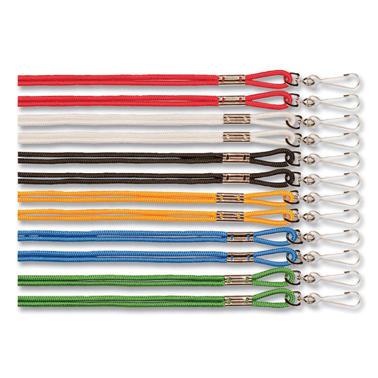Champion Sports Lanyard, Metal J-Hook Fastener, 20" Long, Assorted Colors, 12/Pack