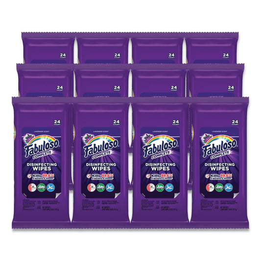 Fabuloso Multi Purpose Wipes, 7 x 7, Lavender, 24/Pack, 12 Packs/Carton