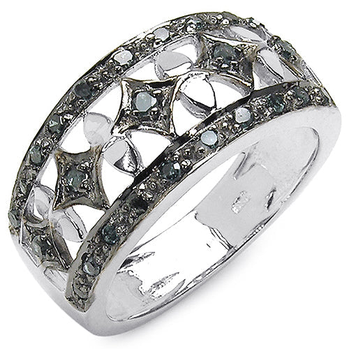 0.29 Carat Genuine Blue Diamond .925 Sterling Silver Ring