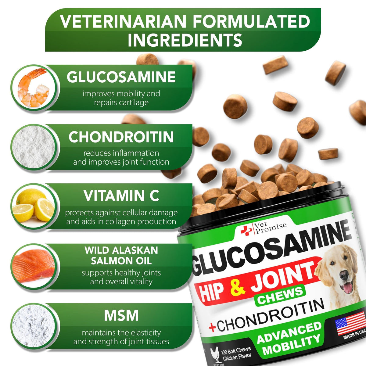 (2 Pack) Glucosamine for Dogs  240 Ct  Hip and Joint Supplement for Dogs