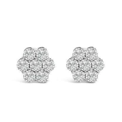 14KT White Gold 1 cttw Diamond Composite Stud Earrings (I-J, SI2-I1)